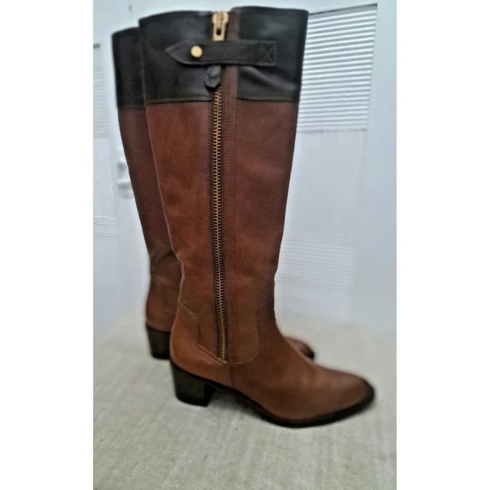 DVF Diane Von Furstenberg Boots Size 6 Brown‎ Black Knee High Equestrian